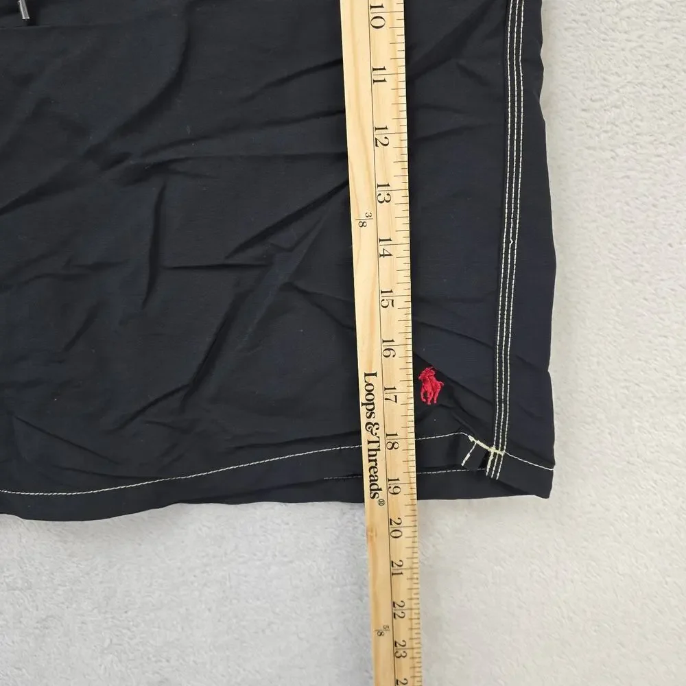 Polo Ralph Lauren Swim Shorts Mens Large Black Cargo Trunks Red Pony Logo Surf